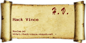 Hack Vince névjegykártya